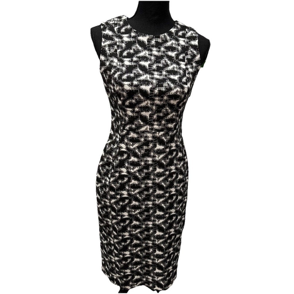 Calvin Klein Dress Women's Black Gray Sleeveless Sheath Stretch Work Career Sz 6